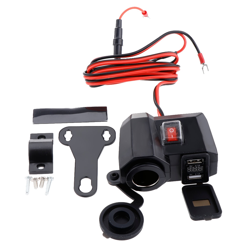 3 in 1 Waterproof 12V Motorcycle Dual USB Charger Cigar Lighter Socket W/ LED Voltmeter Accessories Parts for Motorcycle