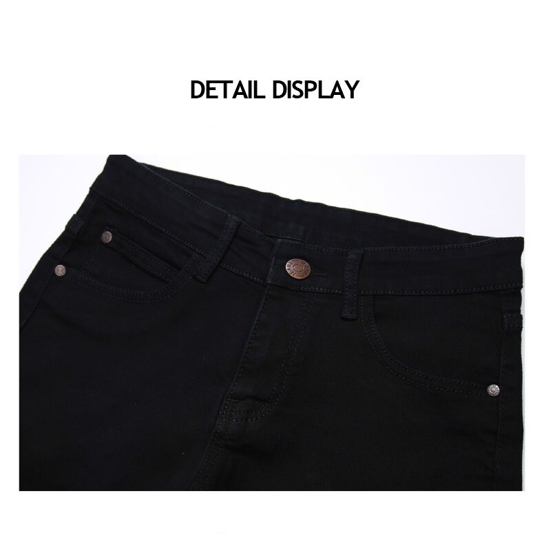 Skinny jeans herr klassiska manliga elastiska raka svarta jeansbyxor slim fit stretch jeans