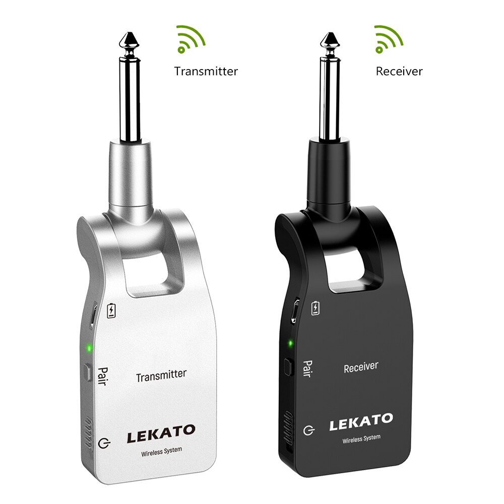 Lekato elektrisk guitar trådløs sender modtager dele tilbehør bassystem musik 2.4 ghz ism trådløst guitarsystem: Ws -10 sorte s