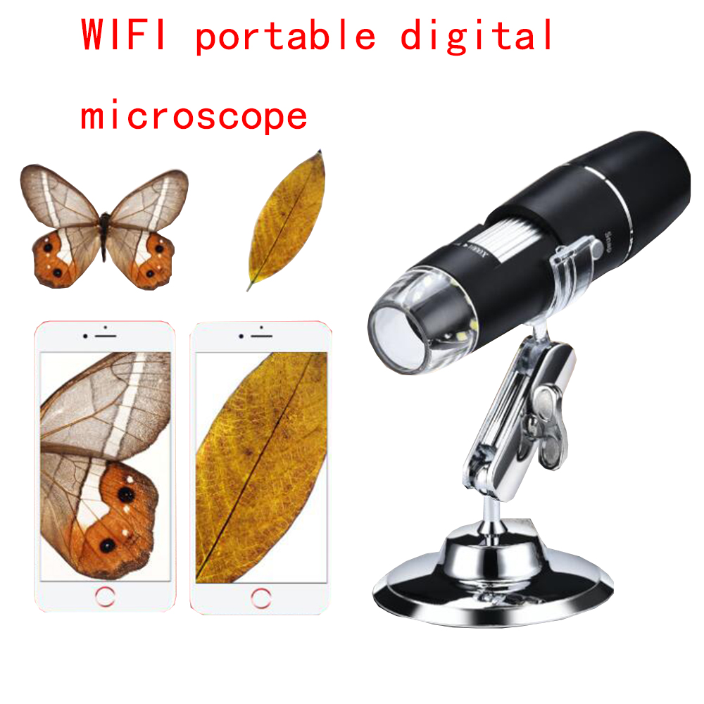 1000X Wifi Digital USB Microscope 8 LED Lights Electron Microscope Endoscope Camera For Cell Phone Repair Hair Skin Inspection