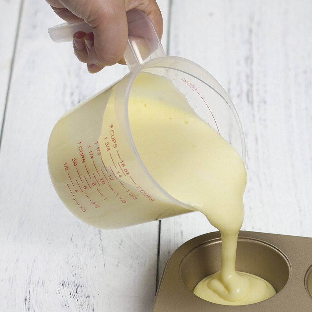 Clear Plastic Measuring Jug Cup Grip Cooking Barking Kitchen Lab 250/500ml Container Graduated Jug Accurate Durable