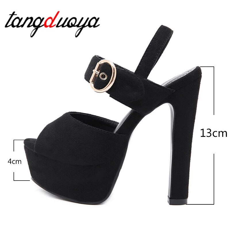 Grosses sandales femme talon carré sandales bout ouvert talons hauts plate-forme sandales chaussures femme talon haut sapatos feminino