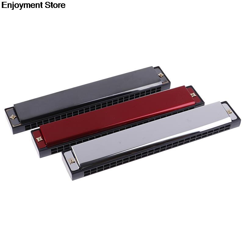 24 Hole Harmonica C Key Metal Harmonica Instrument For Beginners 4 Color