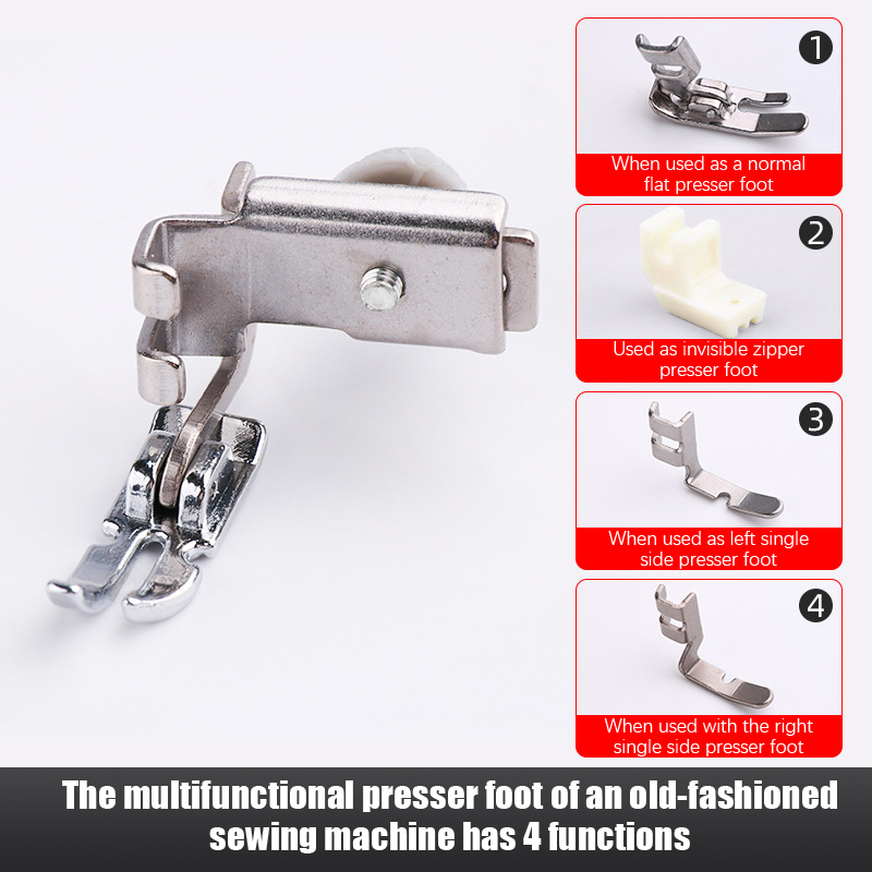 Prensatelas Universal para máquina de coser, accesorios para máquina de coser con cremallera Invisible, pie izquierdo y derecho Unilateral, 1 unidad,