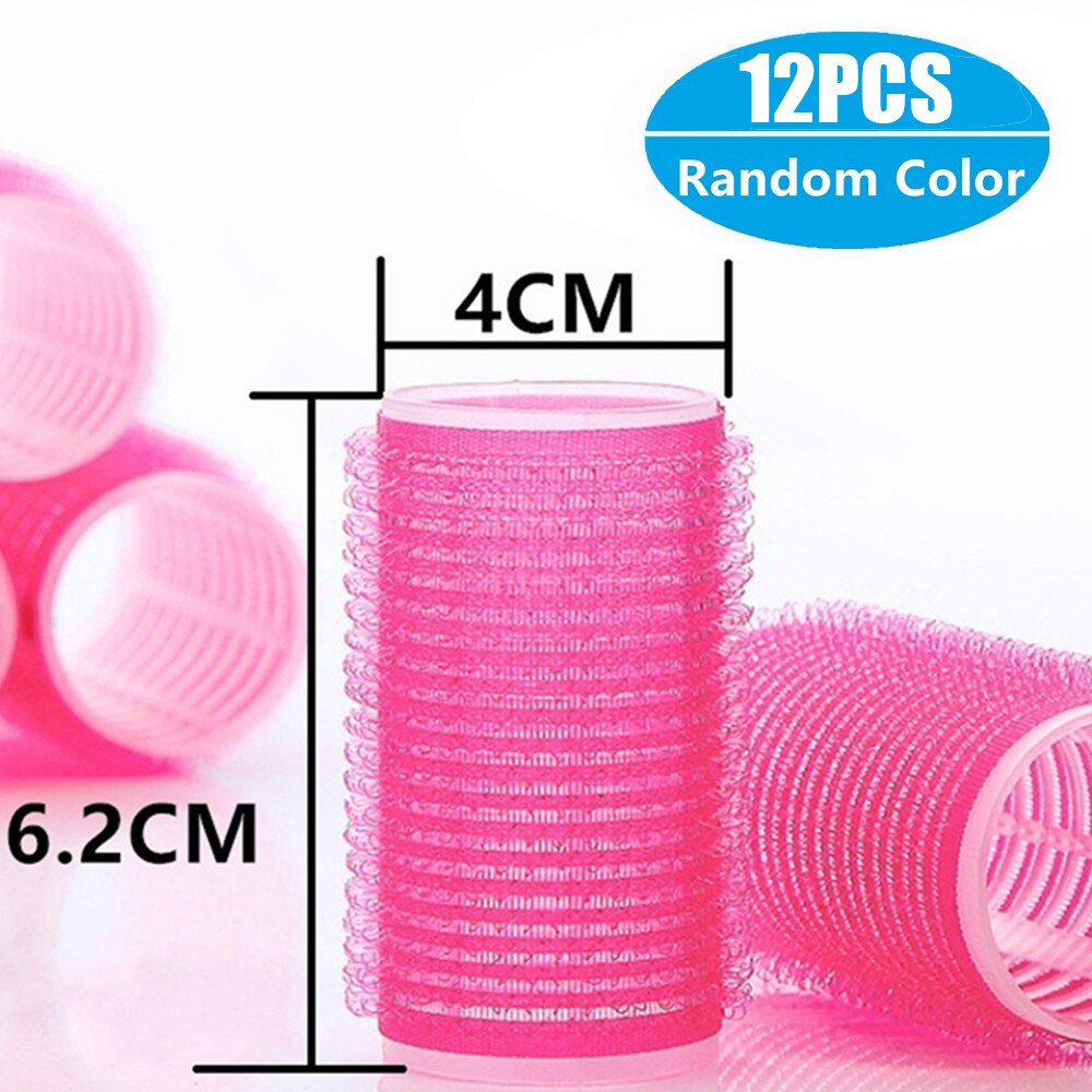 Jumbo taille cheveux rouleaux ensembles 12 Pack auto Grip Salon de coiffure bigoudis bigoudis bricolage bouclés coiffure rouleaux espiral: 4cm x 12pcs