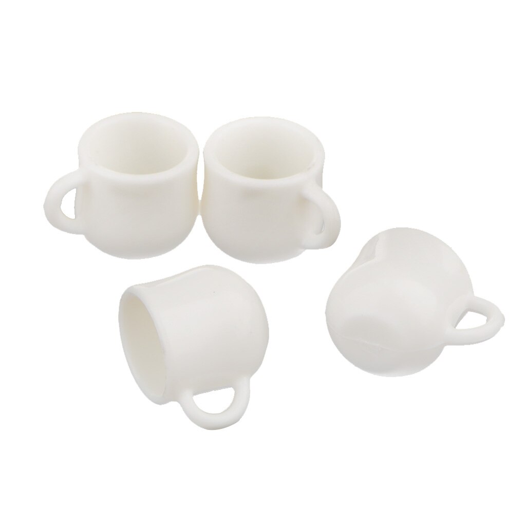 Pack of 4pcs 1:12 White Coffee Tea Cups Dolls House Miniature Home Table Ornament