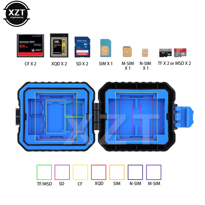 11 in 1 Micro SD Memory Card Case Holder Waterproof Storage Box Protector for 3 SIM + 2 XQD + 2 CF + 2 TF + 2 SD Card
