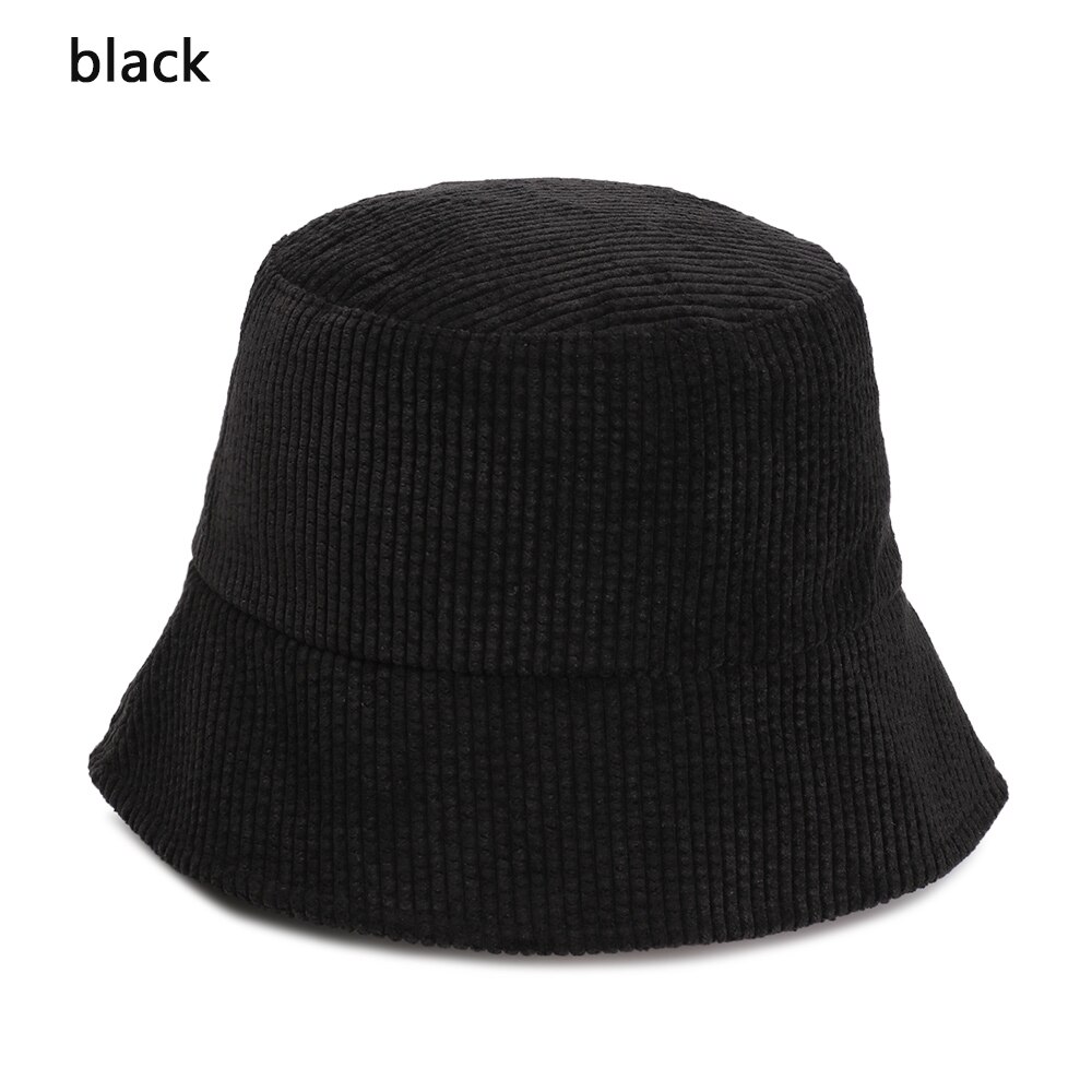 Nowy sztruks kapelusz typu wiaderko dziewczyny moda stały kapelusz wędkarski jesienią i zimą odkryty płasko zakończony kapelusz rybaka cały mecz kapelusz: czarny