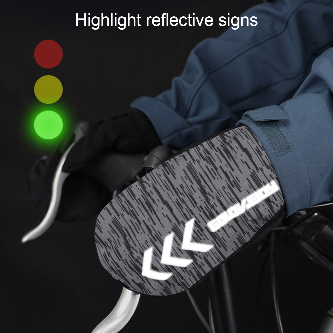 Winter Ski Mittens Warm Waterproof Reflective Gloves For Cycling Unisex Full Finger Thermal Fleece Touchscreen Reflective Golves