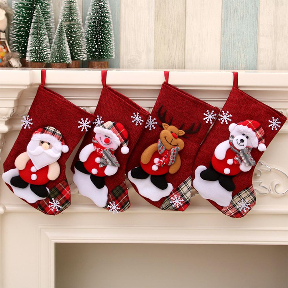 Meia-calça para natal, decoração pendurada para árvore de natal, presente do natal, sacos de doces, decorações para festa em casa, ano novo, natal
