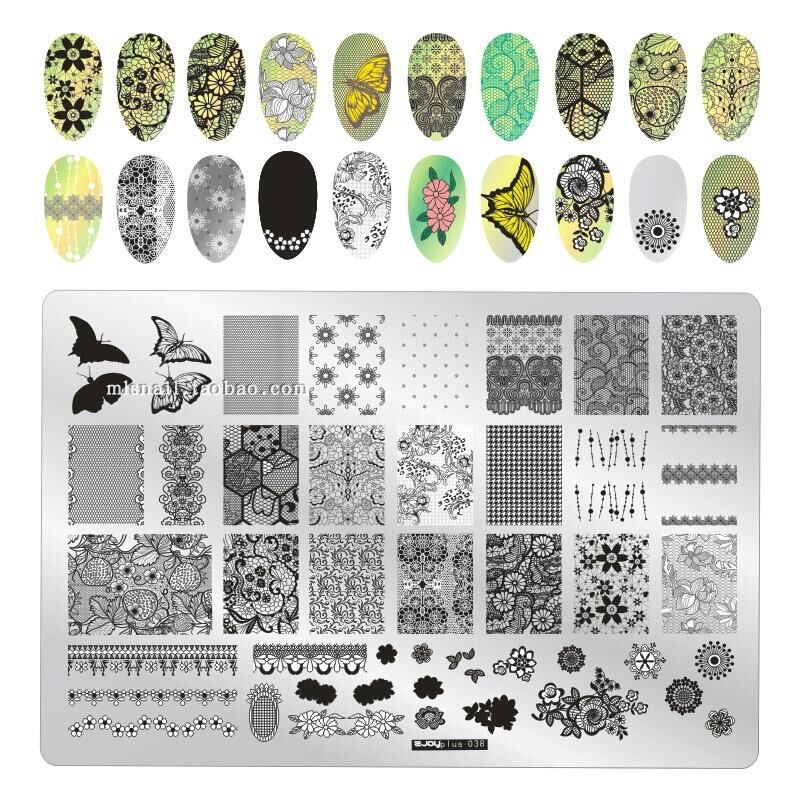 XXL 15cm Rectangle Nail Stamping Plates Stainless Steel Autumn Overprint Stamp Stencils Big Rectangle Nail Stamping Plates: 38