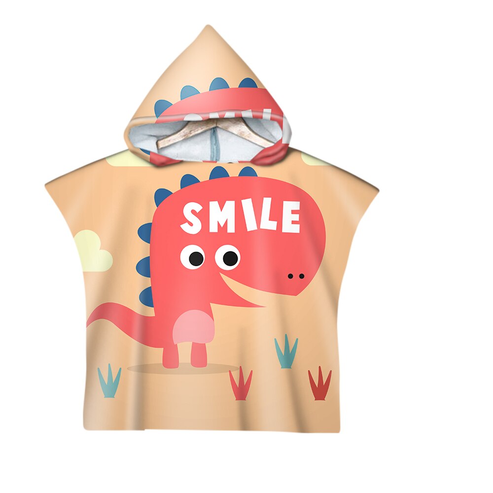 Leuke Dinosaurus Cartoon Kinderen Zwemmen Bad Hooded Mantel Strandlaken: 15