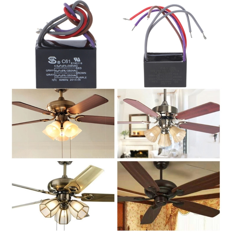 Ceiling Fan Capacitor CBB61 4.5+6+5UF 4.5+6+6UF 5+5+5UF 4+4+2.5UF 4+5+6UF 5 Wire 250V 50/60Hz Motor Running Capacitor