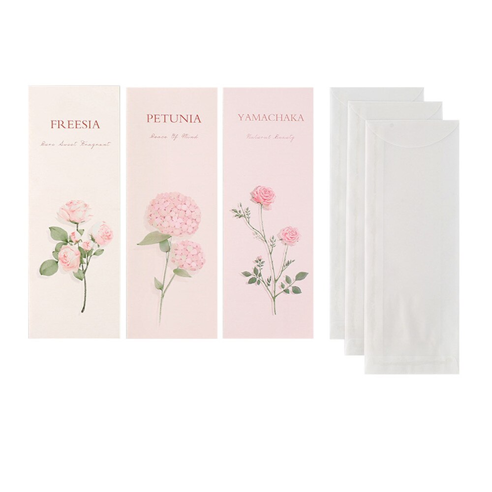 6pcs/pack Fresh Flower Sweet Translucent Envelopes Wedding Invitation Card Paper Handmade Greeting Card Letter Writing Set: D