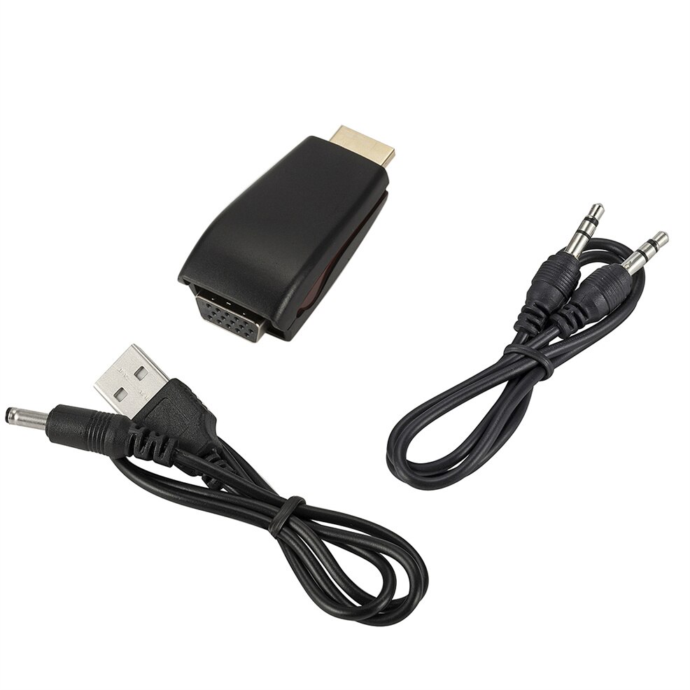 Hdmi-Compatibel Male Naar Vga Vrouwelijke Converter 3.5Mm Audio Kabel Adapter 1080P Hd Video-uitgang Voor Pc laptop Tv Monitor Projector: Black