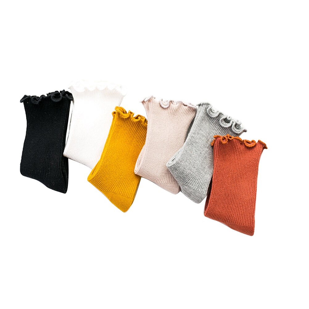 Peuter baby meisjes katoenen sokken, warme naadloze effen gebreide ruches sokken voor jongens en meisjes van 0-5 jaar