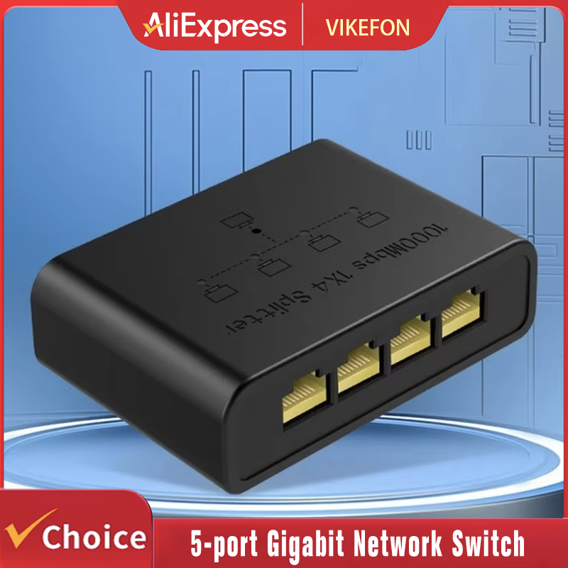 Switch de rede gigabit de 5- portas vikefon, switch ethernet de  rj45 portas para conexão de cabo de rede, divisor de rede, expansor de cabo