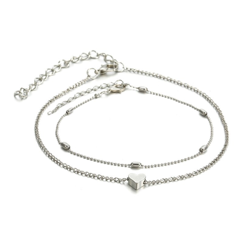 Mode Eenvoudige Hart Vrouwelijke Enkelbanden Voet Sieraden Been Enkelbanden Op Voet Enkelbandjes Voor Vrouwen Been Ketting Sieraden: silver