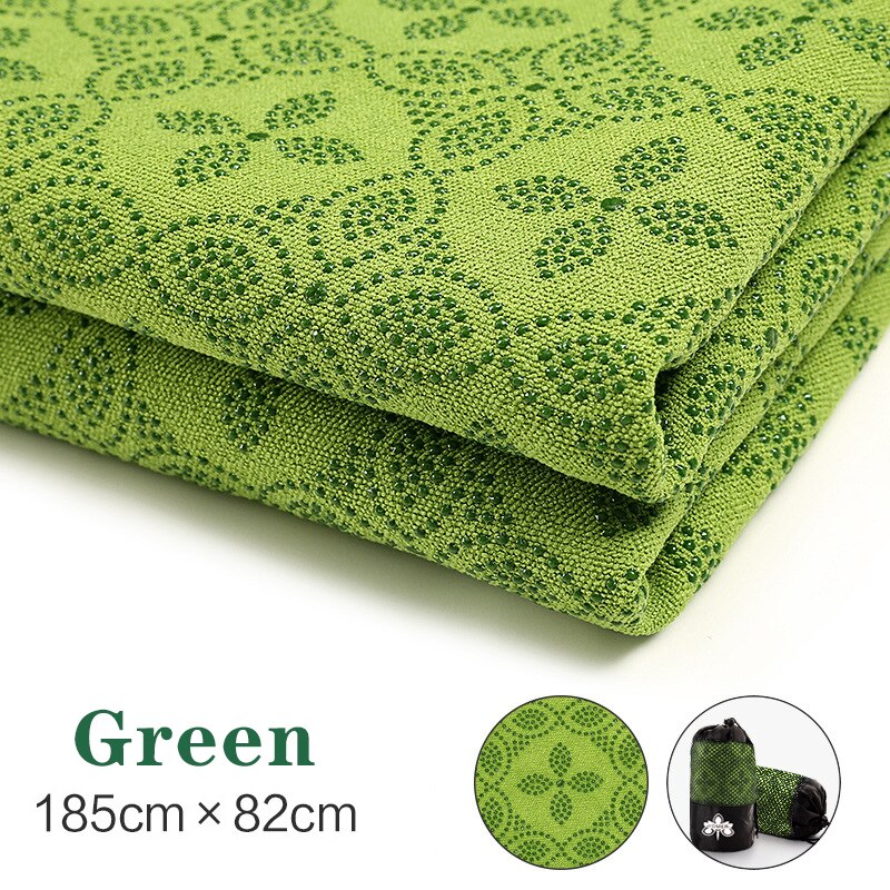 Folding Yoga Mat Cover Portable Yoga Blanket Non-slip Sweat-absorbent Quick Dry Travel Yoga Towel for Fitness Pilates Exercise: Green C2