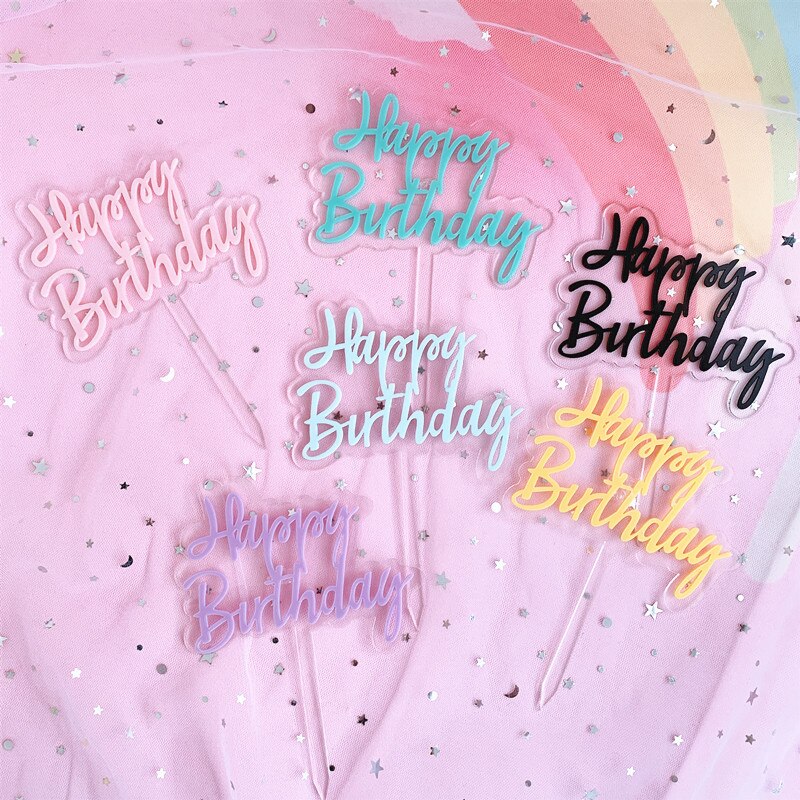 1 Stuks Transparantie Gelukkige Verjaardag Cupcake Toppers Cake Topper Inserts Voor Baby Shower Verjaardagsfeestje Decoraties Bakken Levert
