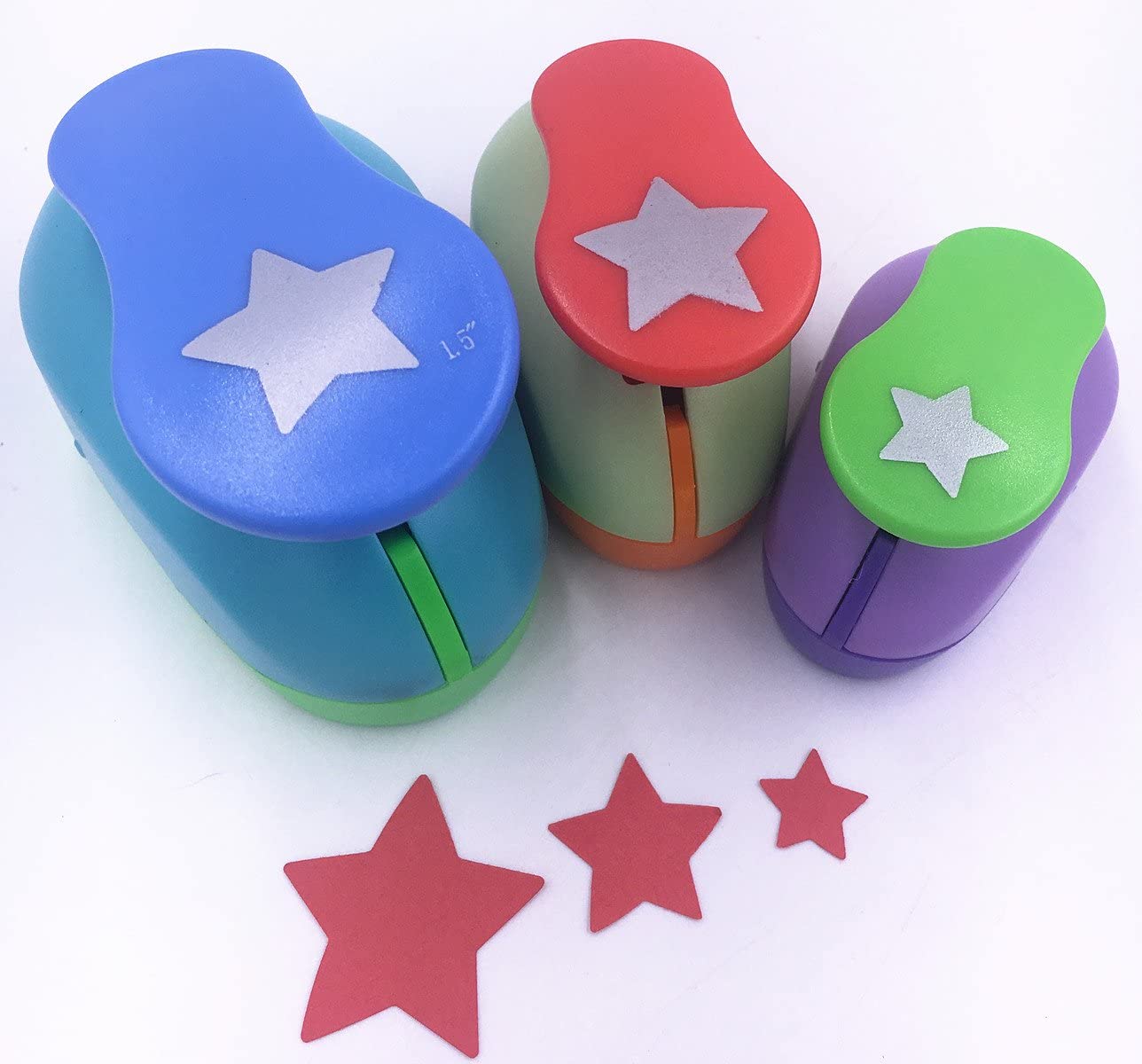 Kamei Arts&Crafts Set of 3PCS Star ( 1.5", 1", 5/8") Craft Punch Set Paper Punch Craft Scrap-booking Eva Punches Tool