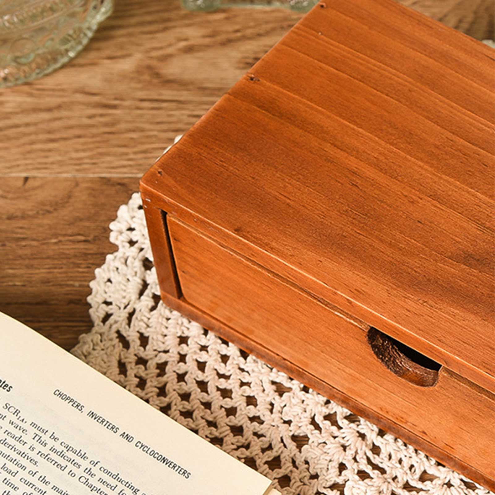 Retro Desktop Wall Storage Office Debris Multi-layer Finishing Wooden Jewelry Storage Cabinet Storage Boxes