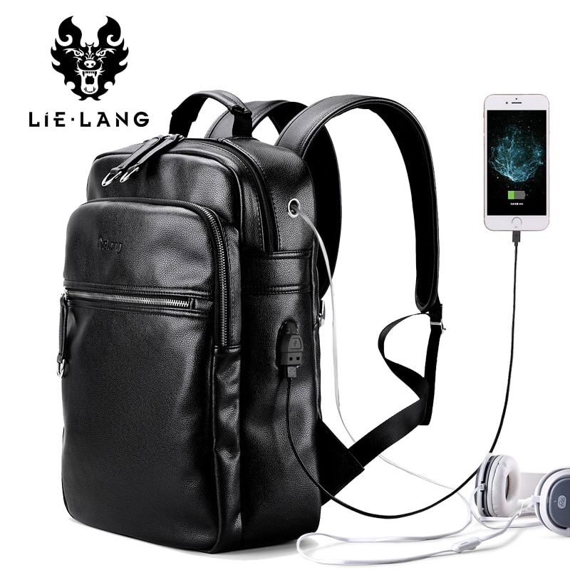 LIELANG Rucksack Männer Leder Wasserdichte 15,6 zoll Laptop Rucksäcke Für Teenager Männer Casual Daypacks Mochila Herren Rucksack Tasche