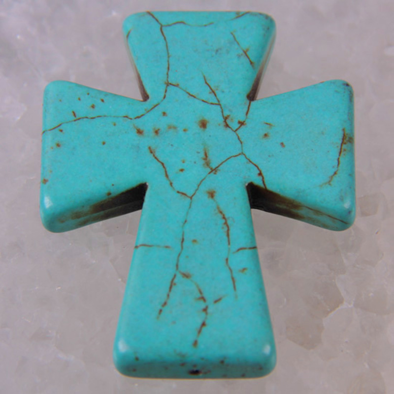 Pendentif croix Turquoise 50x40MM, bijoux pour femme, , perle ample, S009-S018