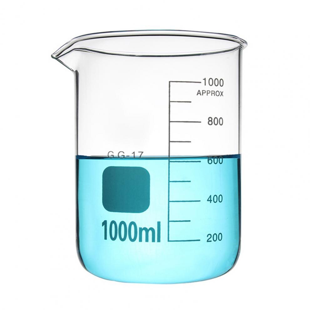Transparent Heat Resistant Glass Beaker Scale Thicken Measuring Cup for Lab: 1000ml