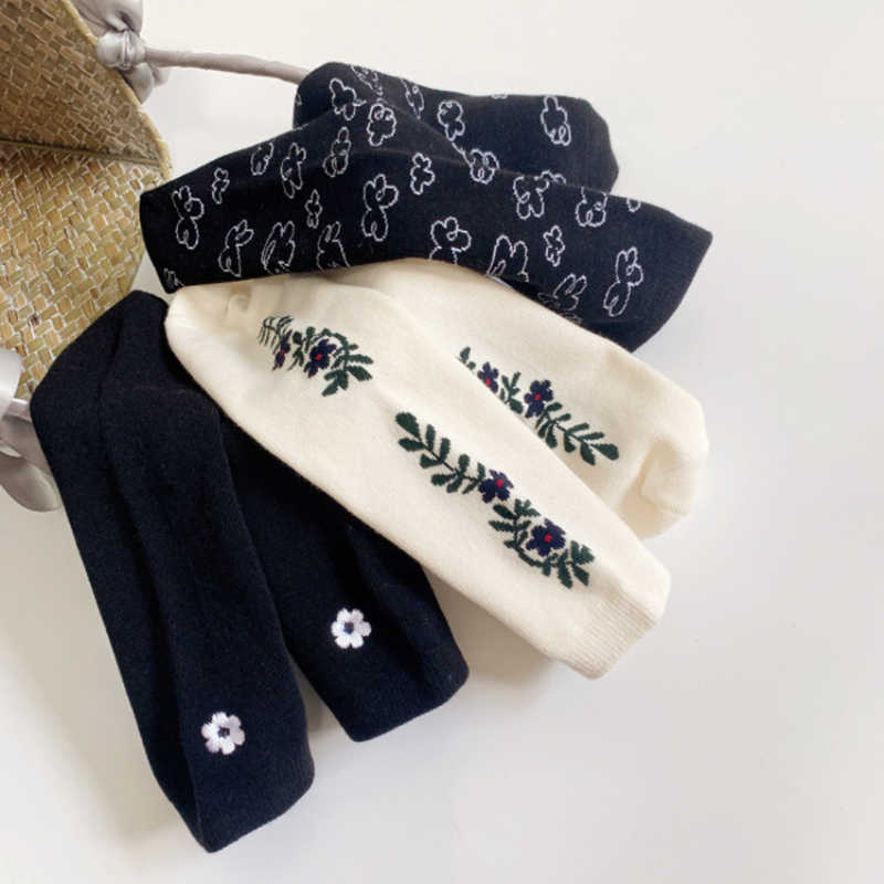 Calzini in cotone per bambina in stile coreano Kawaii giappone moda fiori primavera autunno calzini per bambini alti al ginocchio