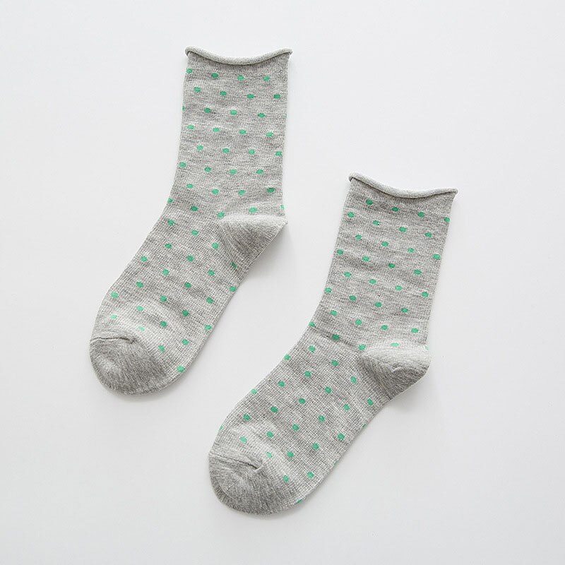 Efterår vinter søde damestrømper kvinder løse retro afslappet stil polkaprikkede sokker harajuku kvindelige sox: 3