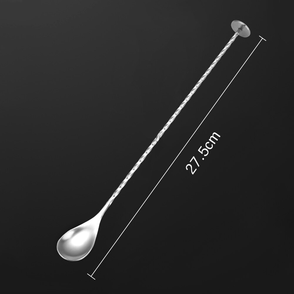 Cocktail mixing spoon Stainless Steel Cocktail Bar Spiral Pattern Drink Shaker Muddler Twisted Mixing Spoon tableware