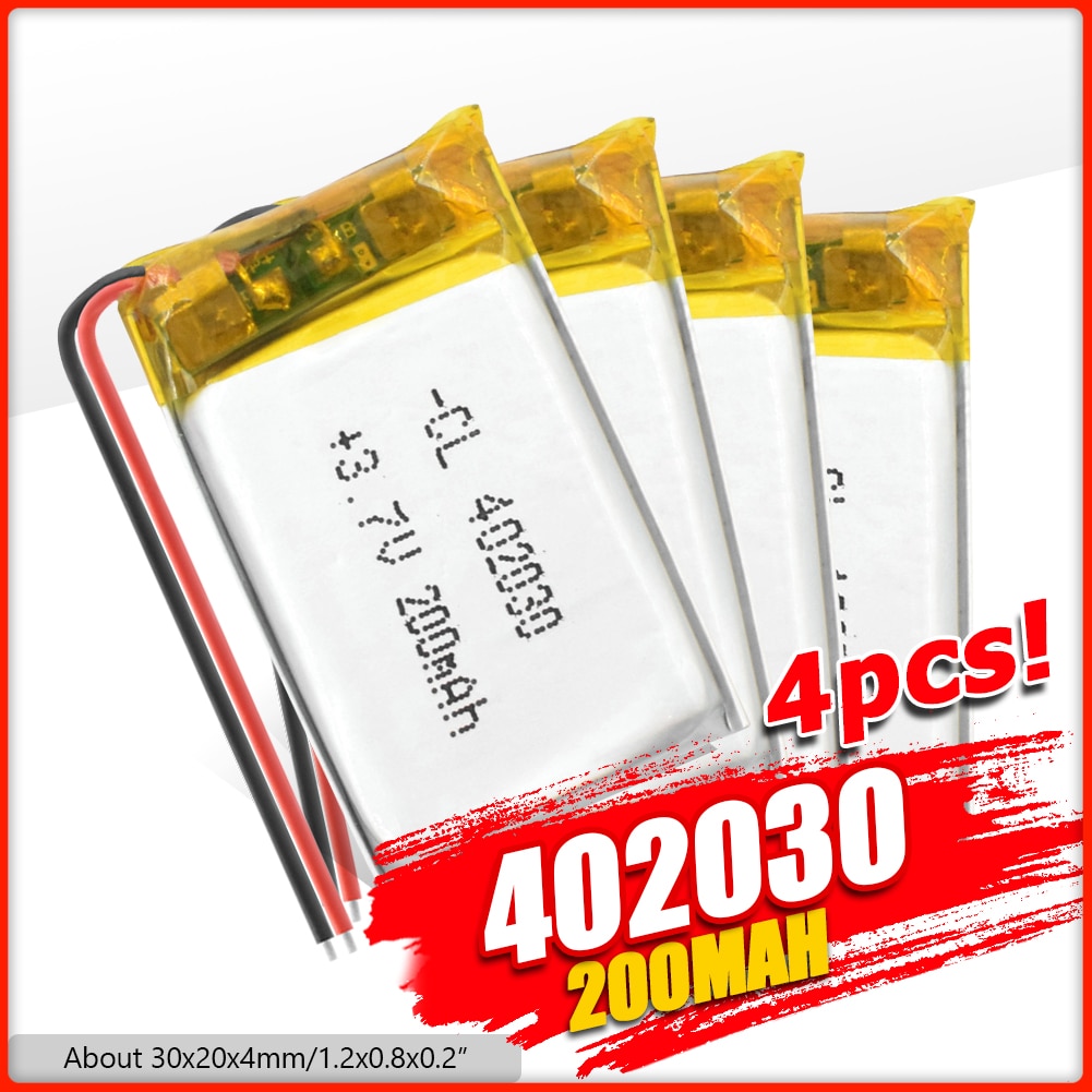 Posthuman polymer litiumbatteri 3.7 v 402030 042030 200 mah uppladdningsbara batterier för  mp3 mp4 klockor leksaks mobiltelefon gps