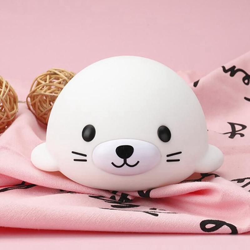 Led Seal Nachtlampje Dimbare Body Nachtkastje Slaapkamer Night Lamp Touch Sensor Light Kids Dier Cartoon Decoratieve Woonkamer