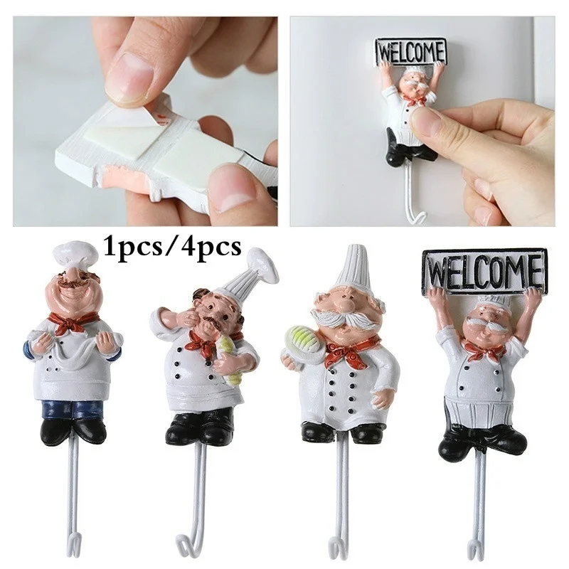 Keuken Creatieve Chef Cartoon Opbergrek Haken Muur Hanger Keuken Haken Voor Gebruiksvoorwerpen