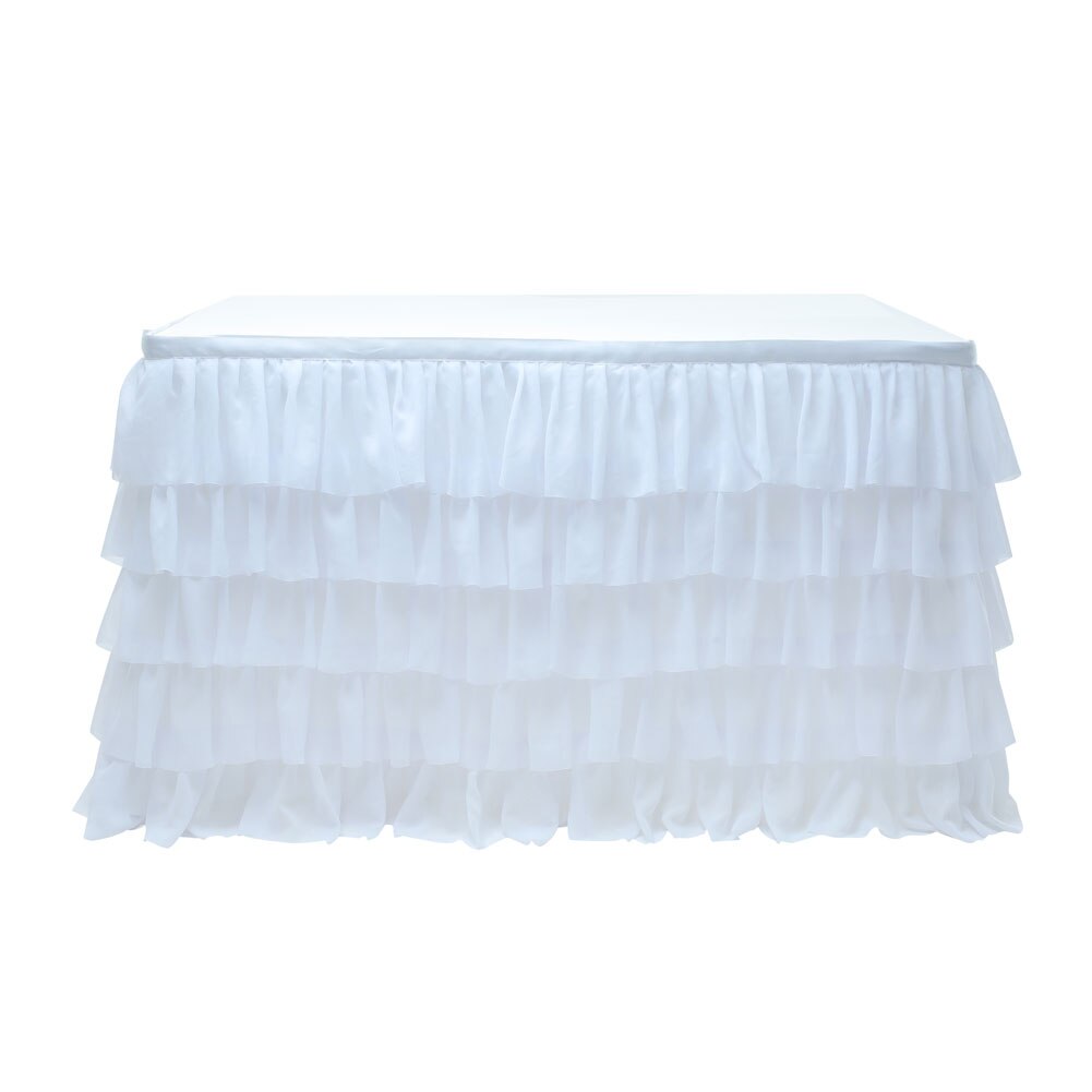 Falda De Mesa De Tul Con Adhesivos - Decoración Para Baby Shower, Bodas Y Fiestas, Varios Tamaños (Blanco, 3 FT)