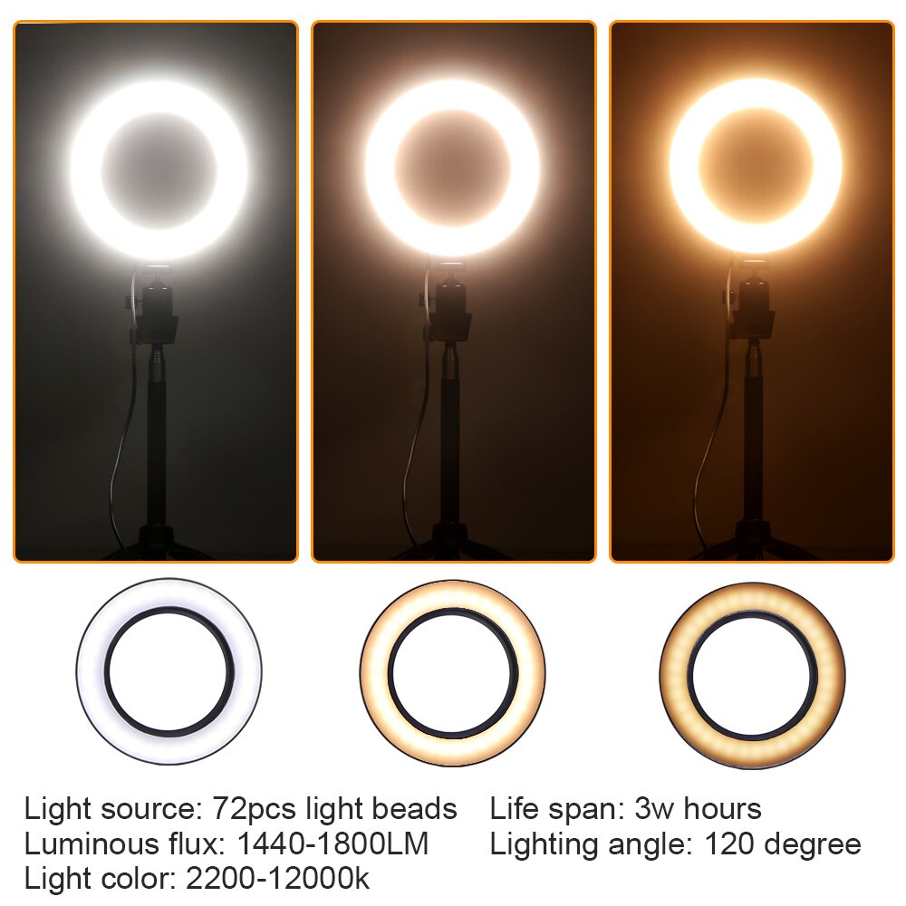 Dæmpbar kold varm led studie kamera ring lys foto telefon video lys lampe med stativer ring bord fylde lys