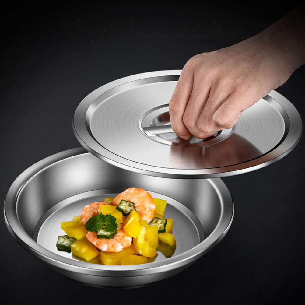 1 Set Huishoudelijke Voedsel Plaat Vis Stomen Schotel Met Deksel Gestoomde Vis Plaat Knoedel Serveerschaal Roestvrij Staal Diner Plaat