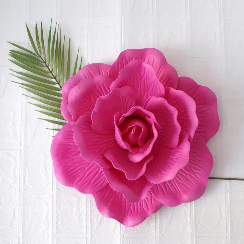 Grote Bruiloft Decoratie Rose Pe Foam Bloem Achtergrond Muur 3d Grote Bloem Simulatie Platte Bodem Rose Kunstbloem: Oranje