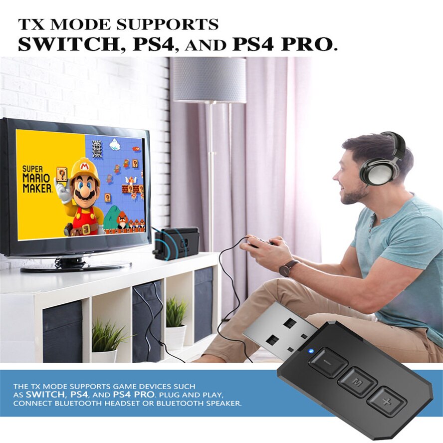 USB Bluetooth 5.0 Audio Receiver Transmitter 2 IN 1 Mini Stereo Bluetooth AUX RCA USB 3.5mm Jack For TV PC Car Wireless Adapter