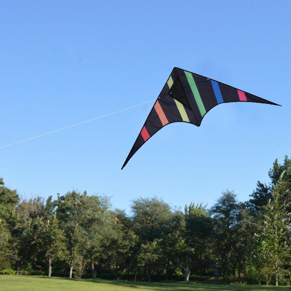 Grappig Outdoor Zwarte Driehoek Kite En 30 M Kite Lijn Met Stunt Speelgoed Handvat Kinderen Outdoor Hard-Gevleugelde Kite driehoek Vliegende K7N6