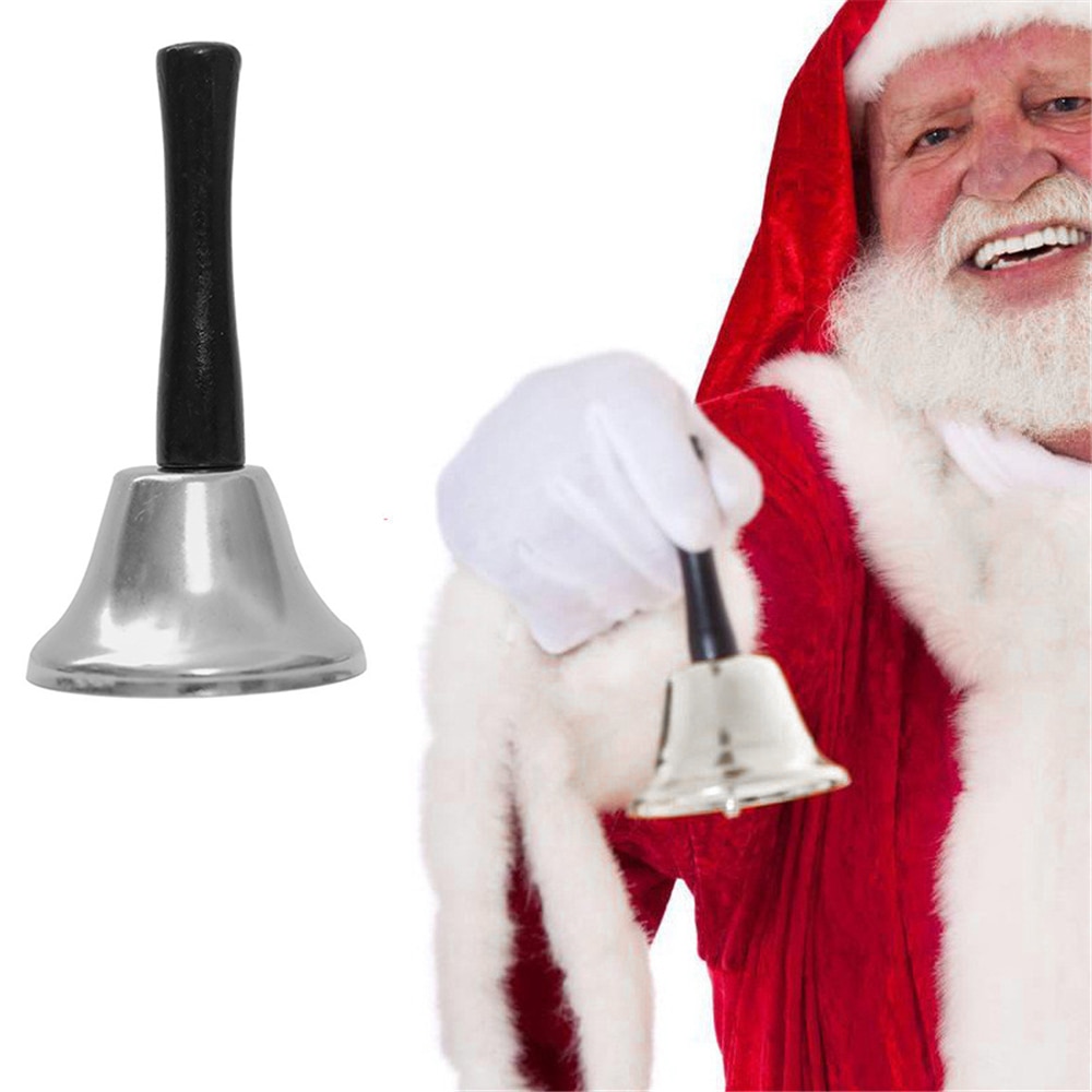 Zilver Tafelbel Houten Handvat Diner Hand Bell Voor Home School Restaurant Bellen Jingle Bells Kerstversiering Praktische