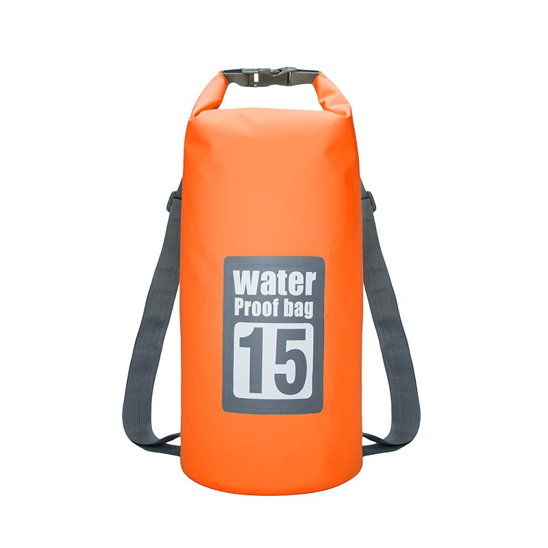 15l vandtæt vandafvisende tørpose sæk opbevaringspakke pose svømning kajak kano flod trekking fiskeri dobbelt stropper: 15l orange
