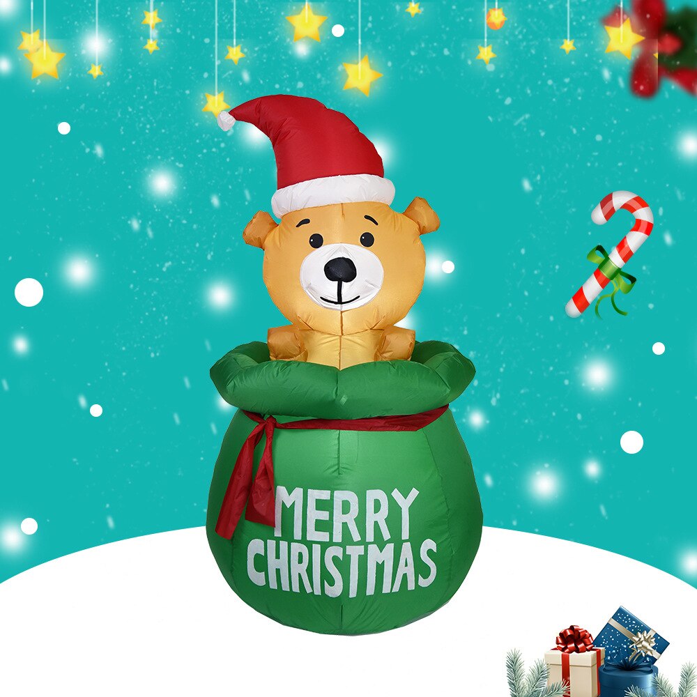 Inflatable Christmas Bear LED Night Light Figure Outdoor Garden Toys Christmas Party Decorations Year Decor 150cm US EU UK P