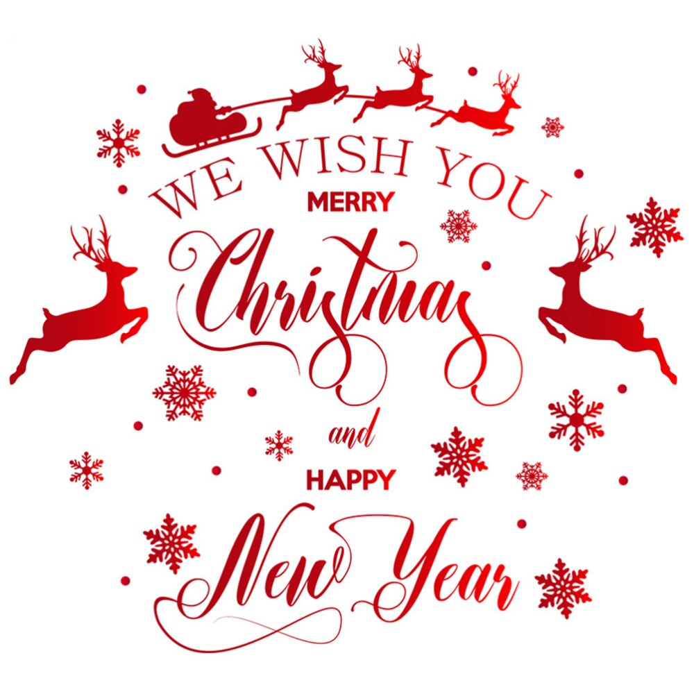 1Pc Christmas Decorative Stickers Elk Pattern Wallpaper Room Background Sticker