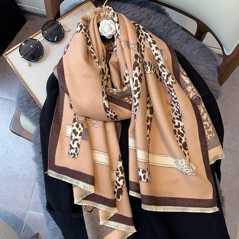 Écharpe de luxe noire à carreaux en cachemire pour femme, épaisse, chaude, enveloppe, Pashmina, pour l&#39;hiver: W 08