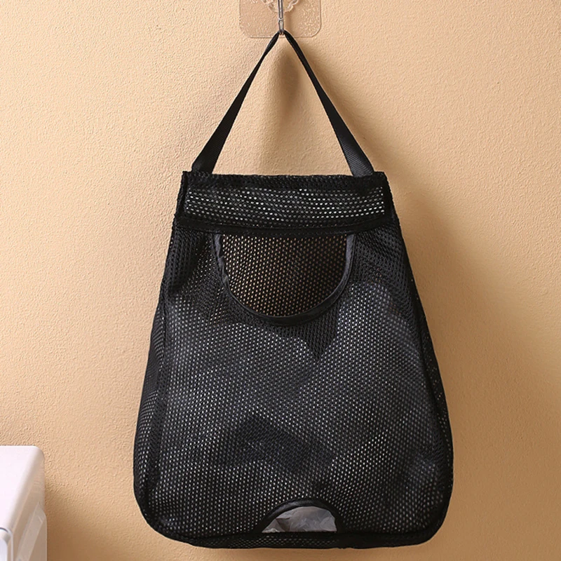 Garbage Bag Storage Box For Plastic Bag Wall Hanging Bag Washable Mesh Storage Bags Plastic Bag Holder Dispenser Kitchen Tools: light green