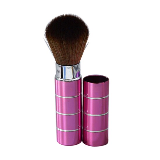 1 ud. Brocha retráctil de aluminio para colorete en forma de cúpula base de maquillaje para el rostro cepillos de maquillaje cosméticos herramientas: Rosa