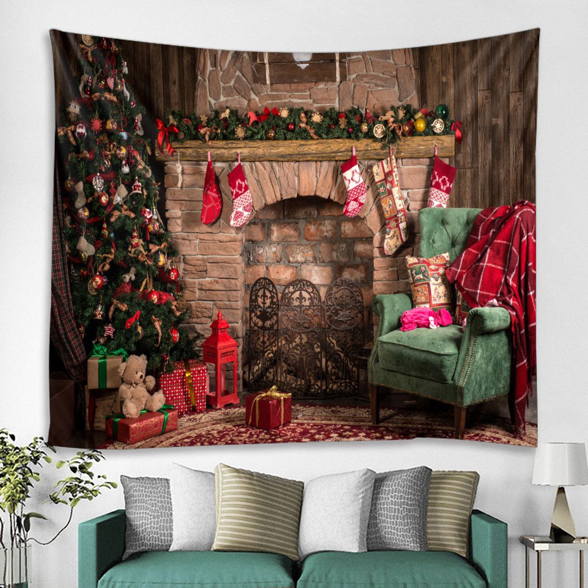 1PC Christmas Wall Tapestry Background Wall Cloth Wall Decorative Hanging Cloth