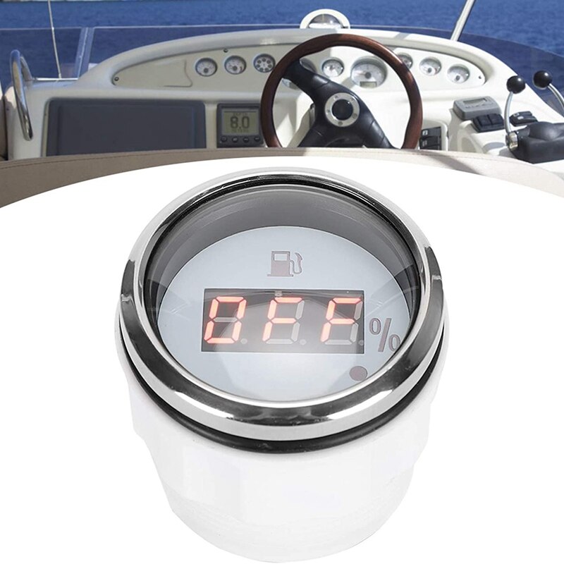 52mm Digital Fuel Level Gauge 0-190Ohm 240-33Ohm Universal Oil Tank Level Indicator Red Backlight with Alarm